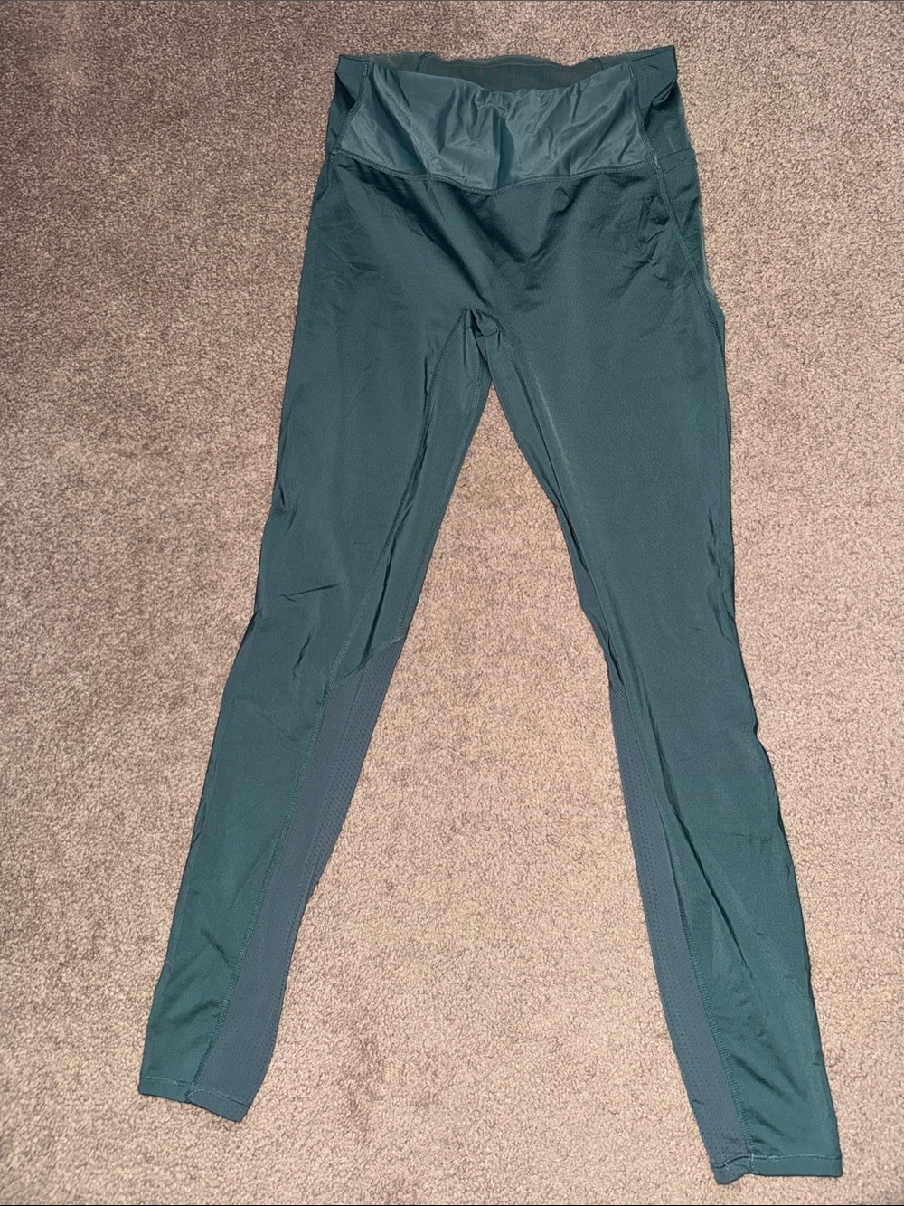 Domyos Dark Teal High-Rise Leggings with Mesh Side Panels